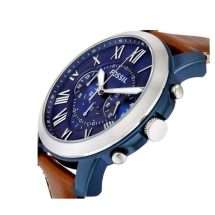 Fossil Mens Blue Dial Leather Strap Watch FS5151