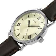 Fossil Mens Steel Case Leather Watch FS5663
