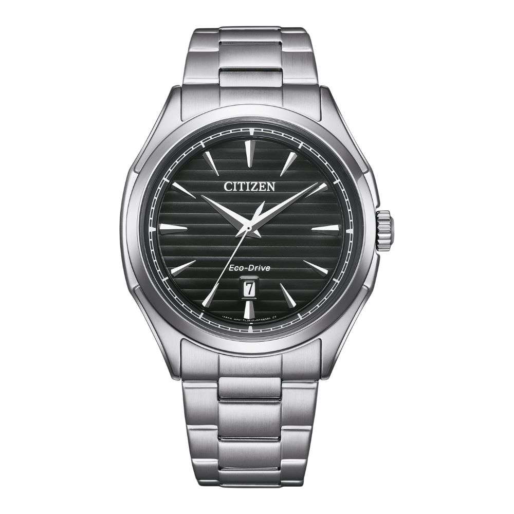 AW1750-85E citizen HTM eco drive black dial steel bracelet watch front image AW1750-85E citizen HTM eco drive black dial steel bracelet watch front image