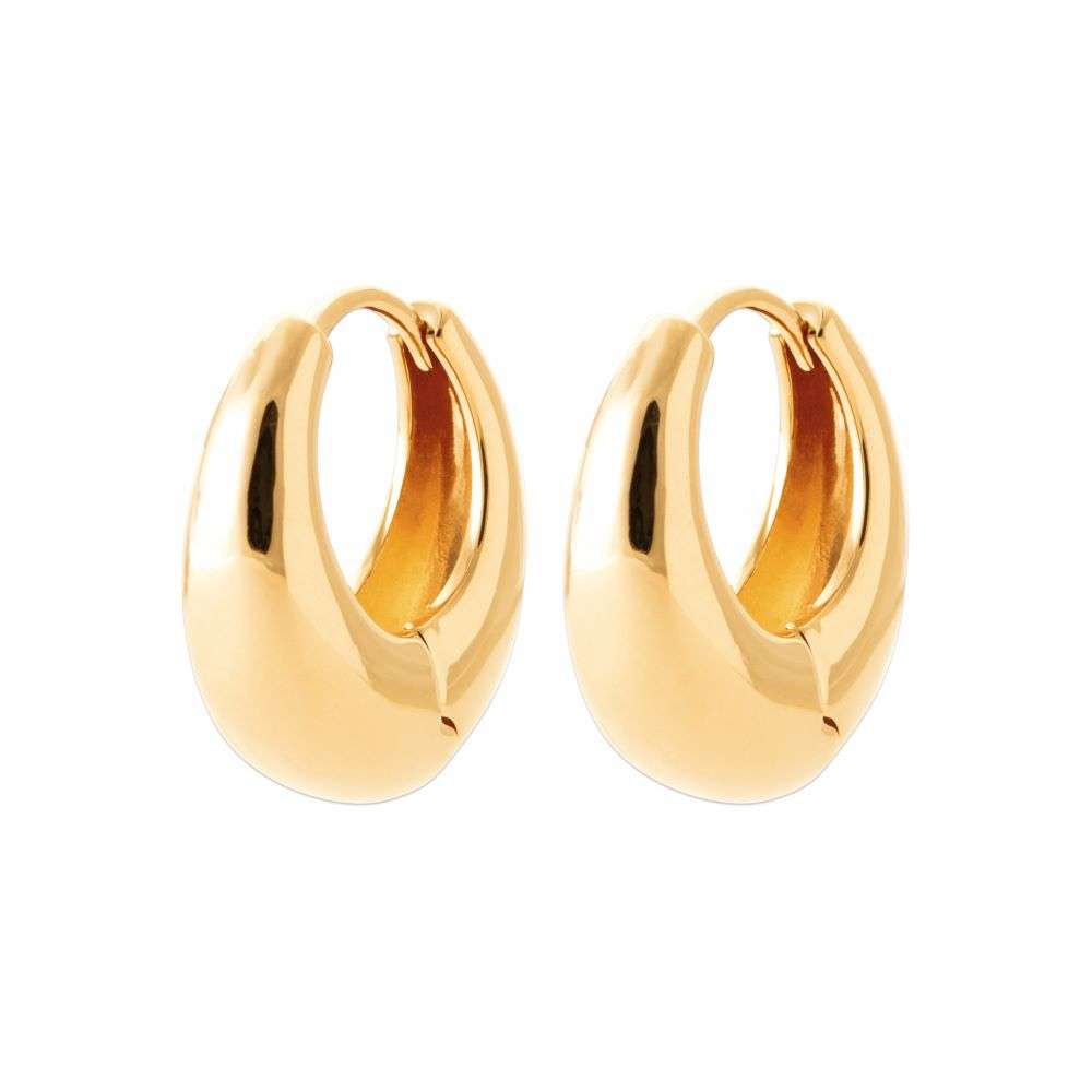 E1290 Burren 18k gold silver chunky huggie hoop earrings front image
