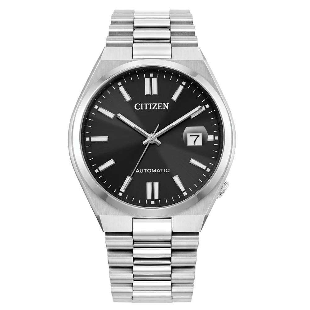 NJ0150-56E citizen automatic tsuyosa steel black analogue dial mens watch front image