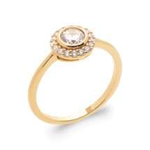 Burren 18K Gold Plated Halo CZ Ring R0653
