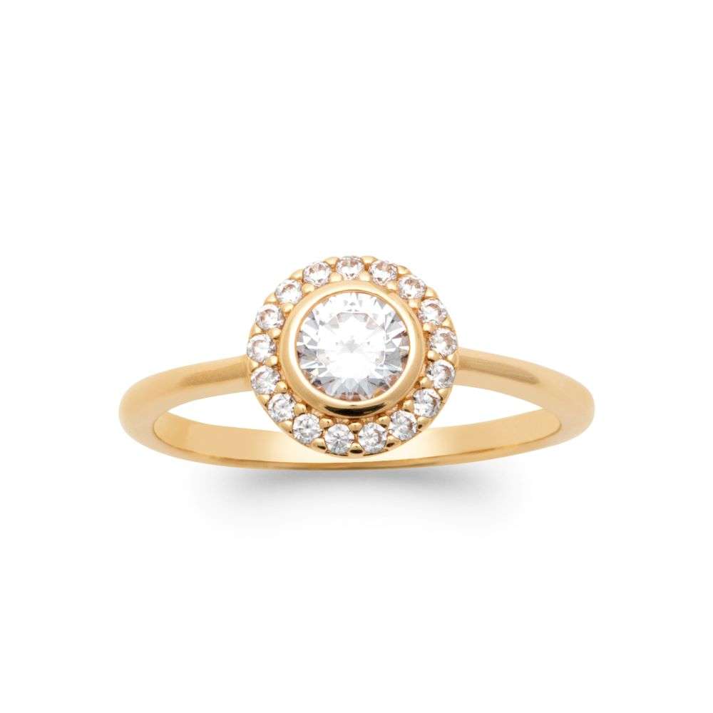 R0653 Burren 18k gold silver cluster ring cz set side image