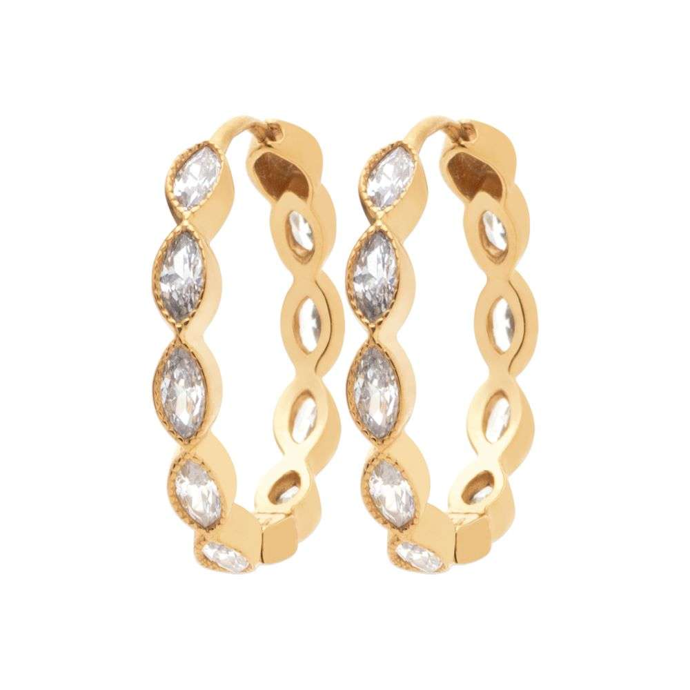 e0698 burren 18k gold silver multi cz hoop earrings front image e0698 burren 18k gold silver multi cz hoop earrings front image