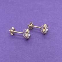 9ct Yellow Gold Heart CZ Stud Earrings