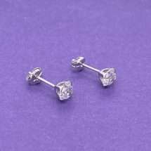 9ct White Gold 5mm Round CZ Stud Earrings