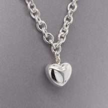 Sterling Silver Puffed Heart Belcher Chain