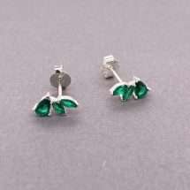 Sterling Silver Emerald CZ Stud Earrings