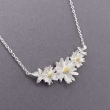 Sterling Silver Daisy Graduated Necklace