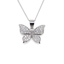 Sterling Silver CZ Set Butterfly Pendant