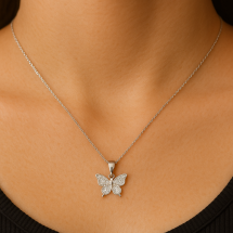 Sterling Silver CZ Set Butterfly Pendant