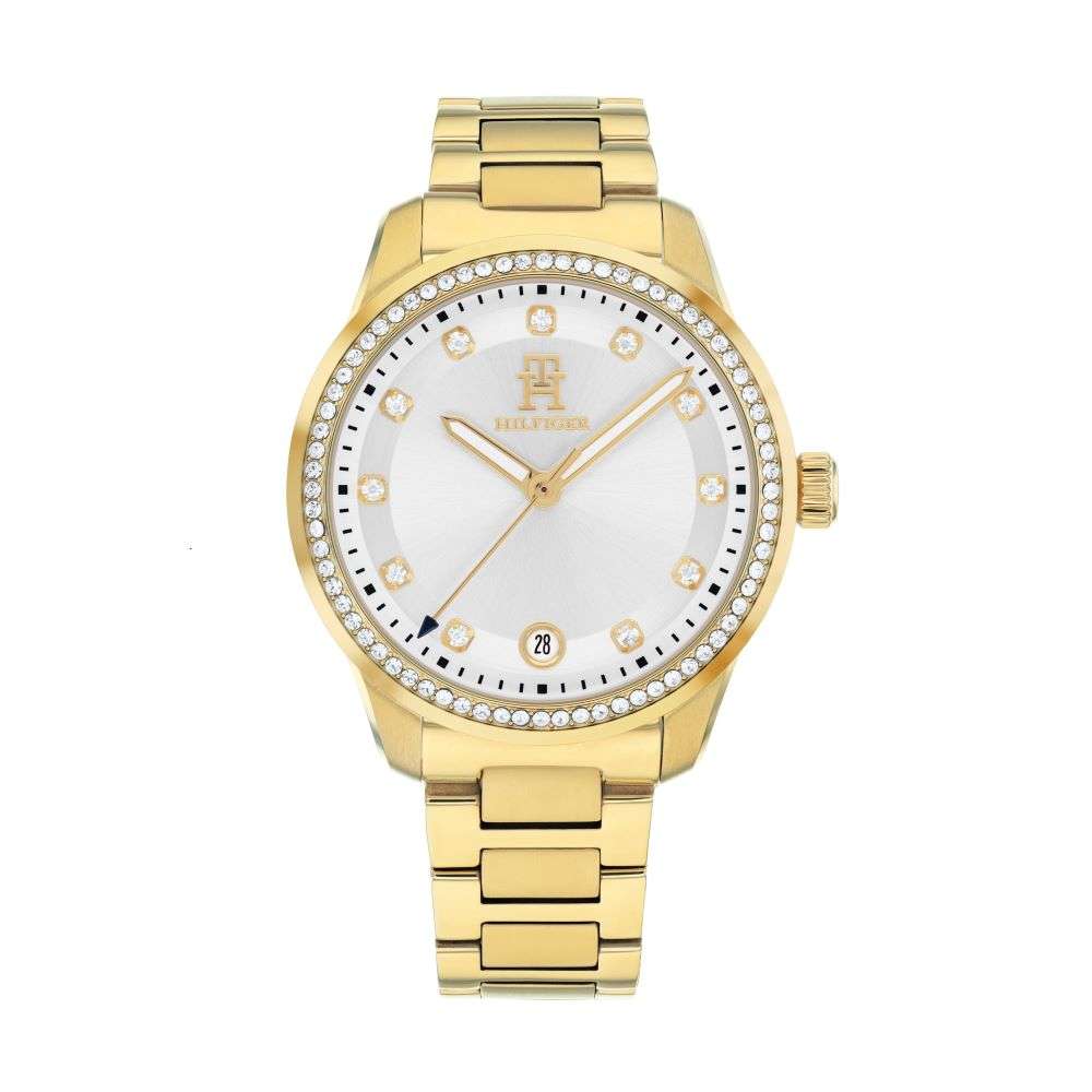1782758 Tommy Hilfiger gold bracelet silver dial watch front image