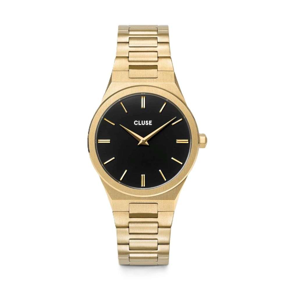 CW0101210007 Cluse ladies vigoureux gold round black dial watch front image