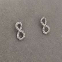 Sterling Silver CZ Set Infinity Stud Earrings