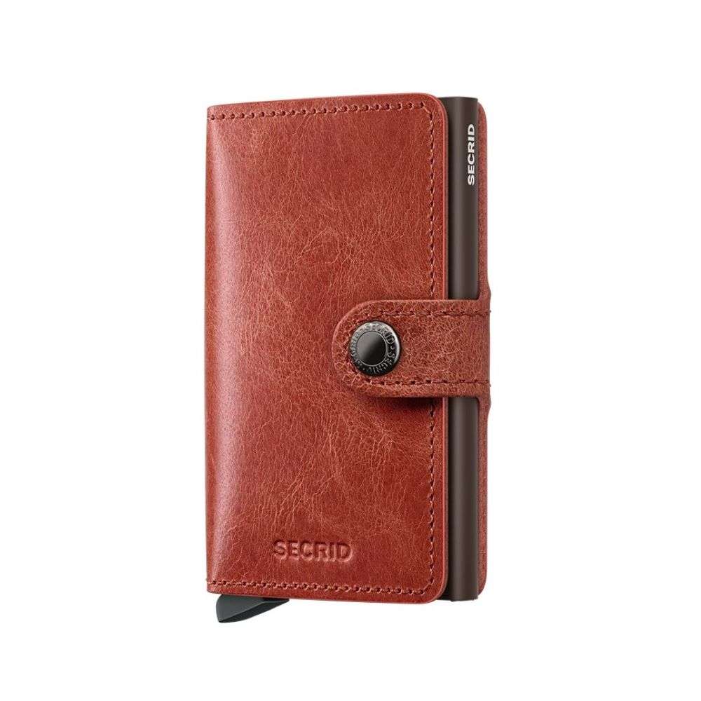 MV-orange secrid miniwallet vintage orange leather brown insert front wallet