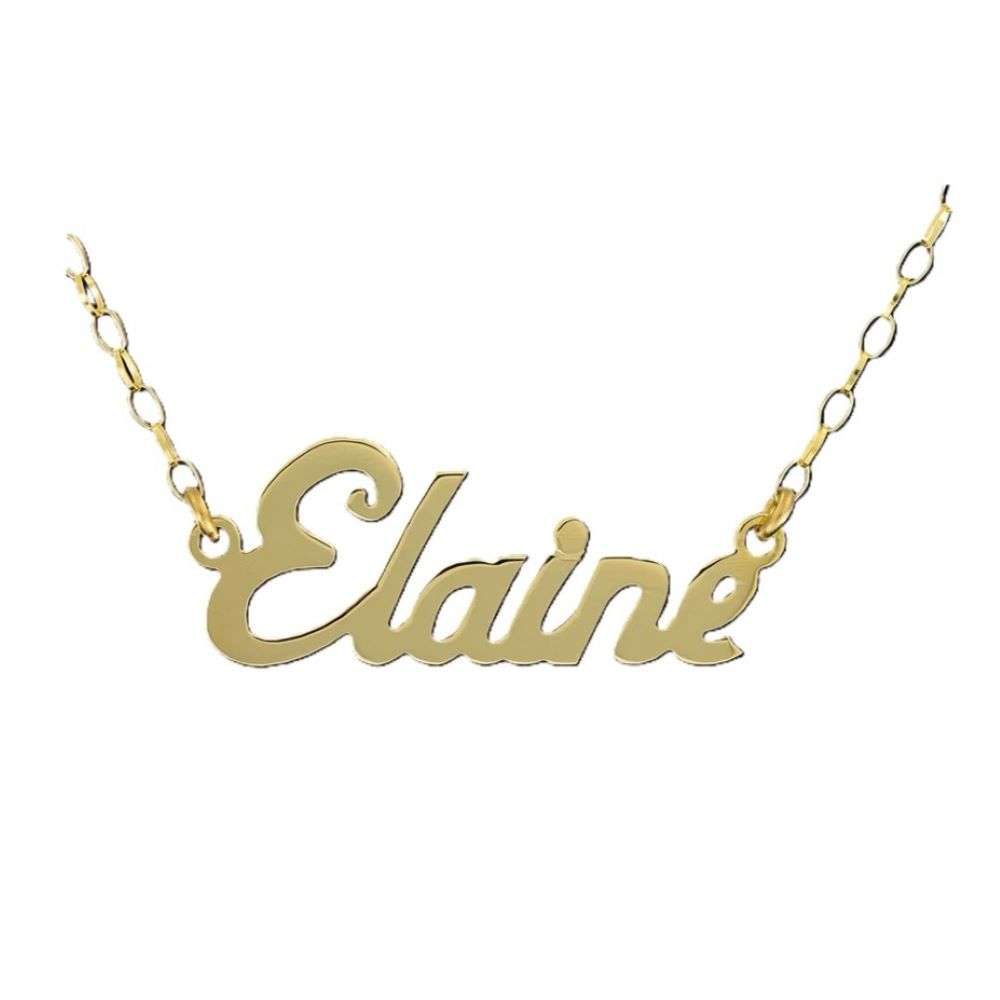 NP03-Y 9ct Yellow gold name chain front Elaine image NP03-Y 9ct Yellow gold name chain front Elaine image