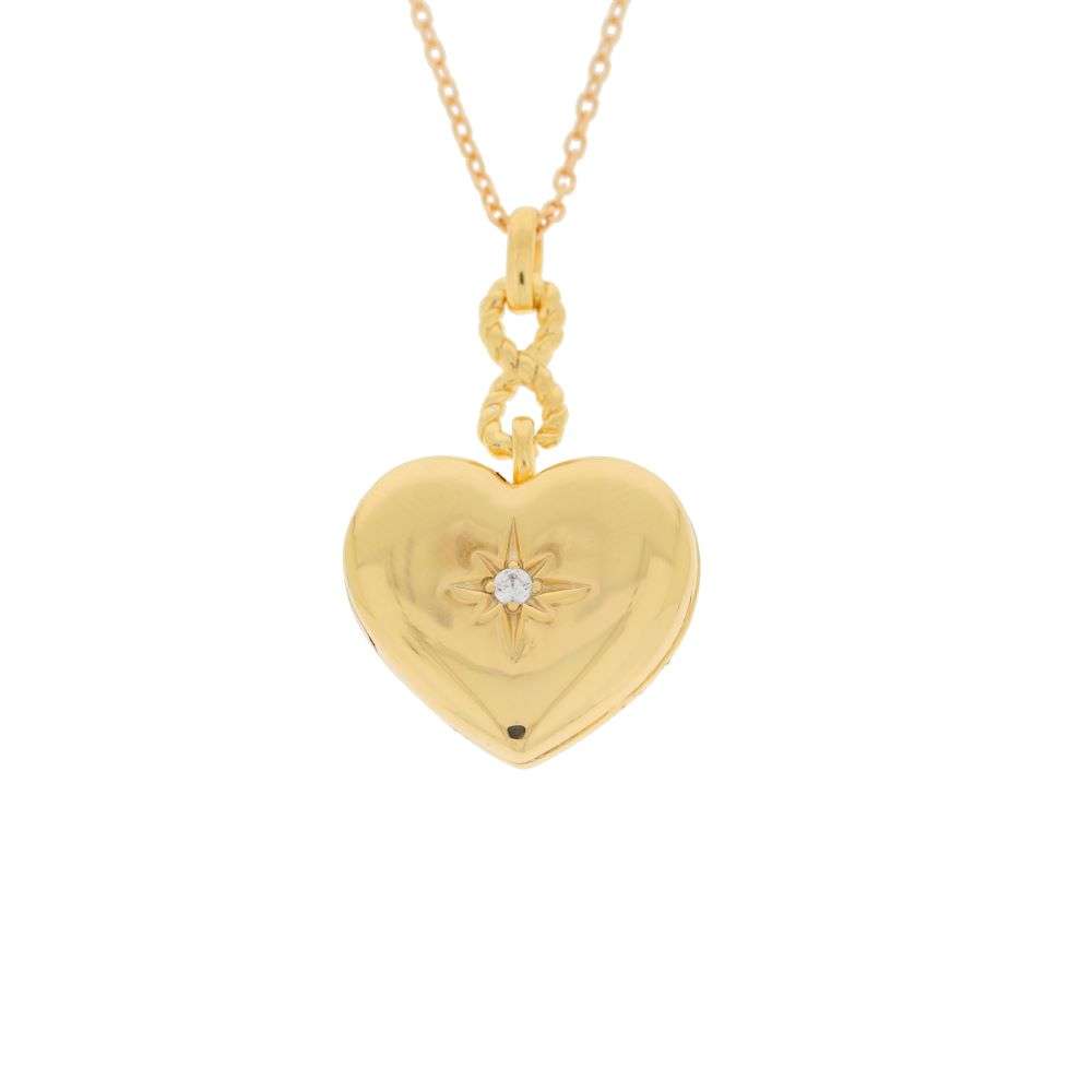 P1313 Burren cz set heart infinity locket and chain front image P1313 Burren cz set heart infinity locket and chain front image