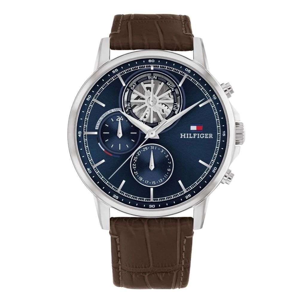 1710629-Tommy-Hilfiger-steel-case-navy-dial-brown-strap-front-image 1710629-Tommy-Hilfiger-steel-case-navy-dial-brown-strap-front-image