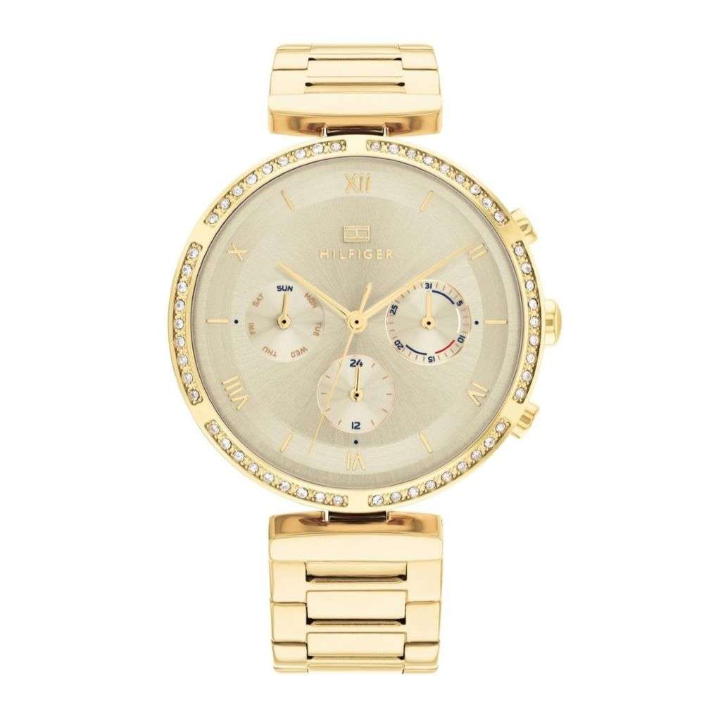 1782392 tommy hilfiger yellow gold champagne dial watch front image 1782392 tommy hilfiger yellow gold champagne dial watch front image