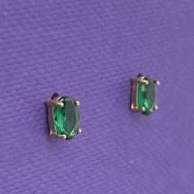 9ct Yellow Gold Emerald CZ May Stud Earrings