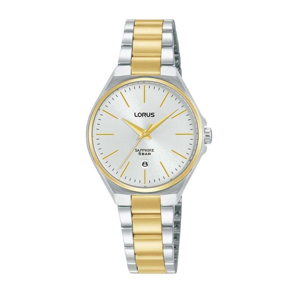rj270bx9 lorus gold and steel ladies analogue watch front image