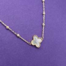 9ct Yellow Ball Link Mother Pearl Necklace