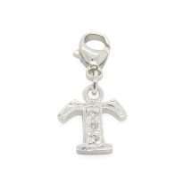 Sterling Silver CZ Initial "T" Charm