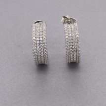 Sterling Silver Pave CZ Set Half Hoop Earrings