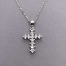 Silver Communion CZ Cross Pendant And Watch Gift Set