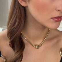 Absolute Gold Ball Link Graduated Necklace N2312GL