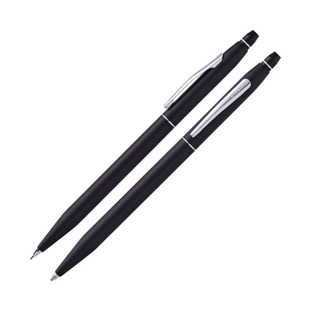 at0621-102 cross click classic black chrome ball point pen and pencil set side image
