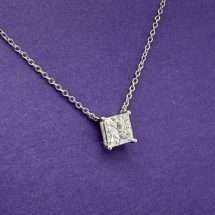 9ct White 1.00ct Princess Diamond Solitaire Necklet
