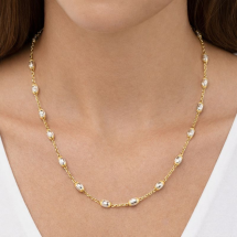 Sterling Silver And Gold 22 Inch Diamond Cut Bell Chain