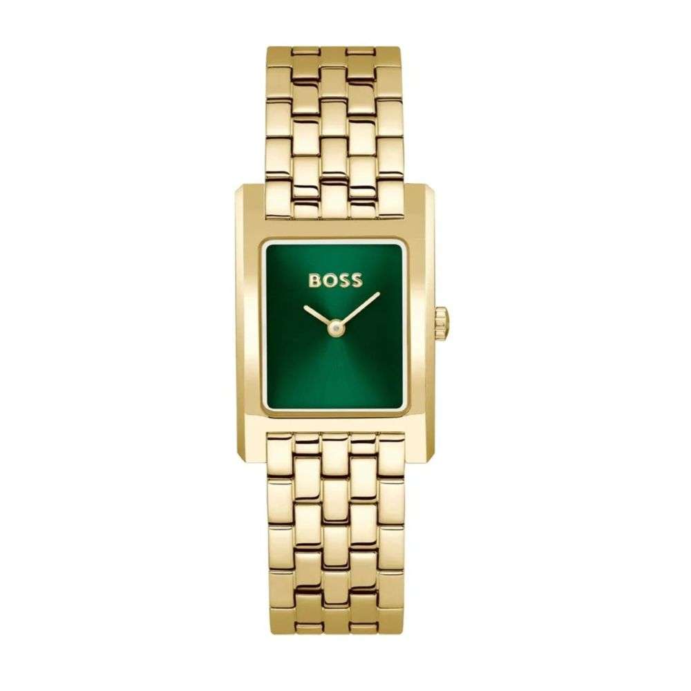 1502785 Boss ladies Lucy gold bracelet green dial watch front image