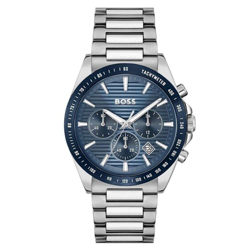 1514240 Boss steel bracelet blue chronograph dial watch front image 1514240 Boss steel bracelet blue chronograph dial watch front image