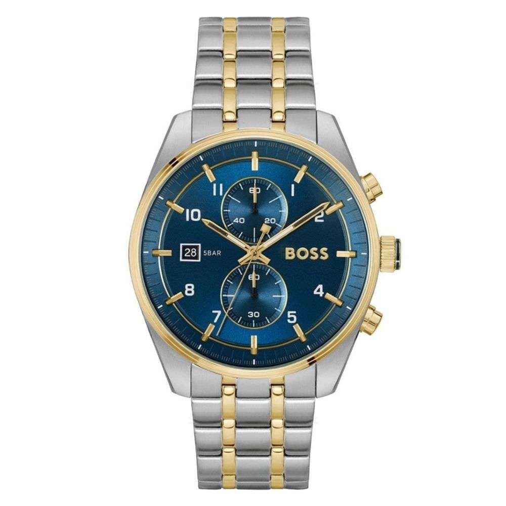 1514247 hugo-boss-skytraveller-blue-chronograph-dial-2-tone-bracelet-front-image 1514247 hugo-boss-skytraveller-blue-chronograph-dial-2-tone-bracelet-front-image