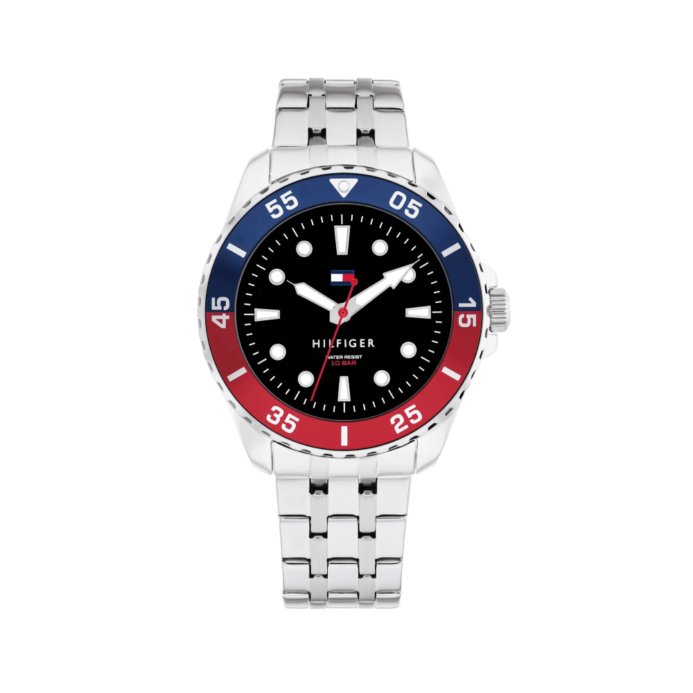 1720048 Tommy Hilfiger steel black dial 100 metre bracelet watch front image 1720048 Tommy Hilfiger steel black dial 100 metre bracelet watch front image