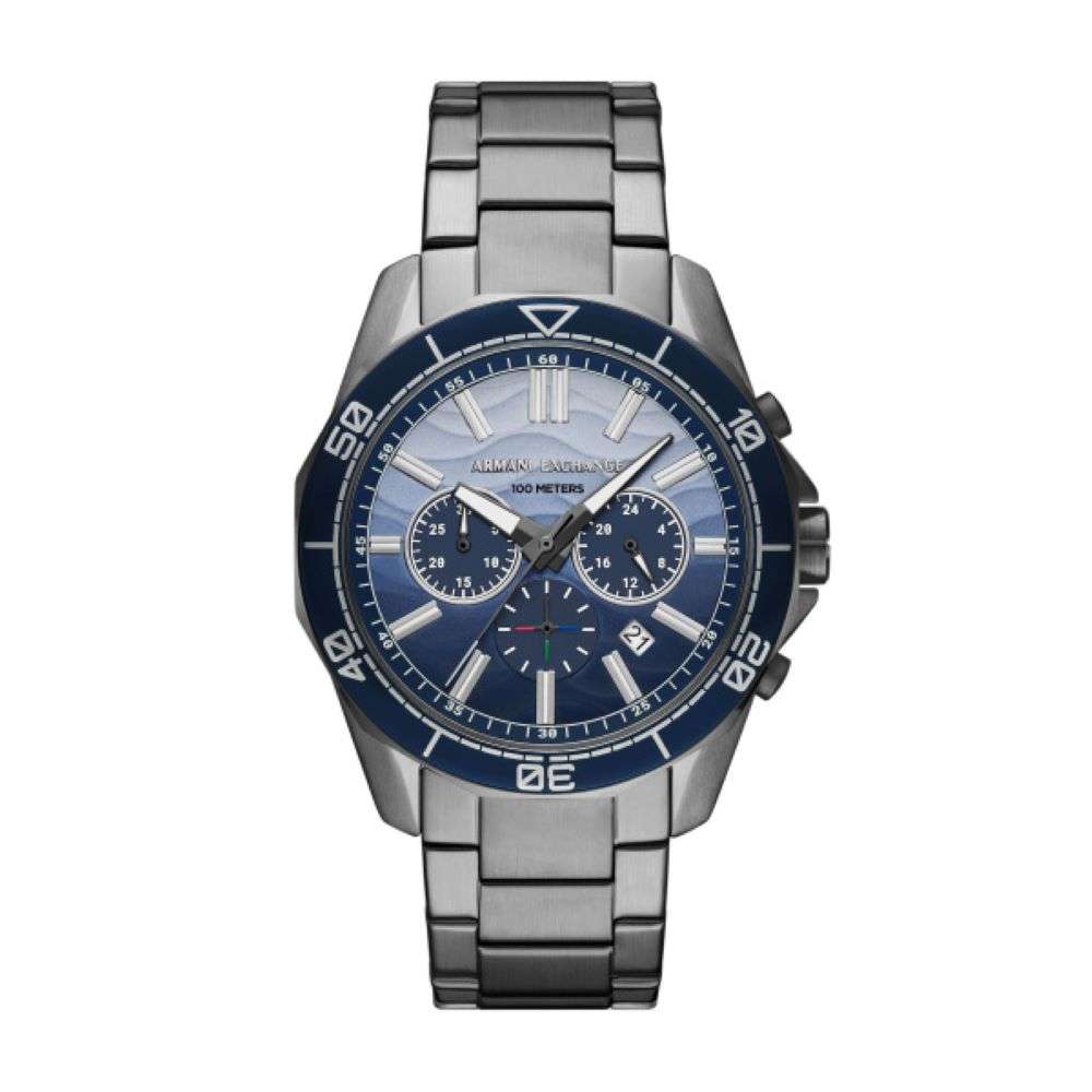 AX1967 Armani Exchange Spemcer blue dial grey metal chrono watch front image