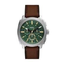 Fossil Mens Machine Green Dial Metal Watch FS6100