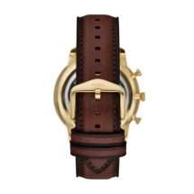 Fossil Mens Neutra Gold Dial Leather Watch FS6113