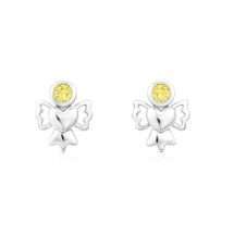 Sterling Silver Citrine CZ November Stud Earrings