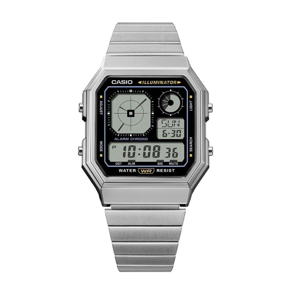 a130we-1aef casio steel illuminator digital dial watch front image a130we-1aef casio steel illuminator digital dial watch front image