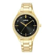 Lorus Womens Gold Bracelet Black Dial Watch RG230XX9