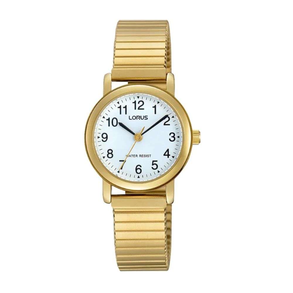 rrx04hx9 Lorus gold plated ladies expandable strap watch front image rrx04hx9 Lorus gold plated ladies expandable strap watch front image
