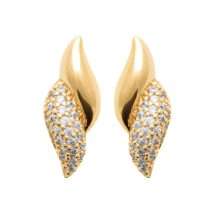 Burren Gold CZ Set Vanilla Glaze Drop Earrings E1374