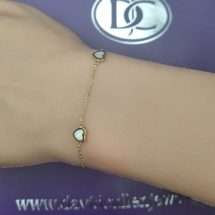 9ct Yellow Gold Mother Pearl Heart Charms Bracelet