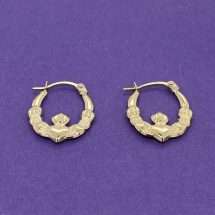 9ct Yellow Gold Mini Claddagh Creole Earrings