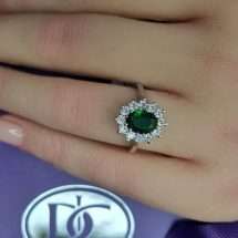 Sterling Silver Emerald CZ Oval Shape Ring