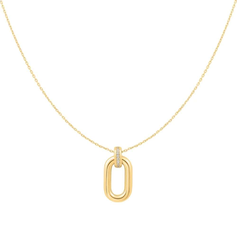 N062-01G Ania Haie Gold Oval Hoop Pendant Necklace front image