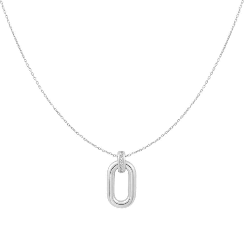 N062-01H Ania Haie silver Oval Hoop Pendant Necklace front image N062-01H Ania Haie silver Oval Hoop Pendant Necklace front image